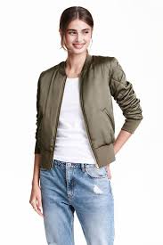 H M Divided Satin Bomber Jacket With A Zip Black Khaki Green Nwt Sold Out Bomber Jacket Satin Bomber Jacket Bomber Jacket Women