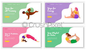 How to do yoga safely and avoid injury. Yoga Poses Landing Page Vector Template Set Stock Vector Crushpixel