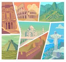 Seven Wonders World Modern Vector Illustration Great Wall China Petra S Affiliate Modern Vector Wonders World Ad