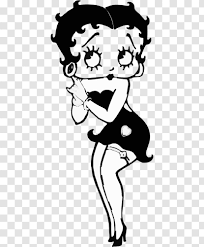 Betty Boop Line Art Blackandwhite Transparent Png Begin by drawing an apple shape for her head.