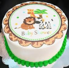 Sweet Baby Shower Cake With An Animal Themed Edible Image Sugartime Confections