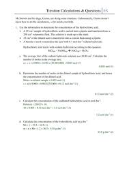 Gizmos moles answer sheet : Titration Calculations And Questions Worksheet Teaching Resources