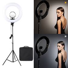 Tolifo 18 R48b Ac Led Ring Light With Stand Kit 48w Bi Color 3200 5600k Included Cosmetic Mirror For Photo Portrait Photography Photographic Lighting Aliexpress