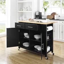Offering a full range of kitchen islands and carts including butcher block, stainless steel worktables, microwave carts, granite carts and more from the leading manufacturers like john boos, jeffrey alexander, home styles, catskill, crosley furniture and more Crosley Furniture Savannah Wood Top Drop Leaf Kitchen Island Cart In Black Cf3031na Bk