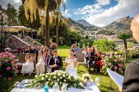 Wedding Ceremony On The Beautiful Garden Of The Ashbee Hotel In Taormina Sicily Wedding Italy Wedding Sicilian Wedding