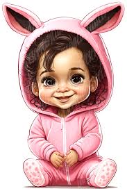 Baby Girl in Easter Bunny Onesie, 300 Dpi Transparent PNG, Pink Rabbit  Toddler, Dtf/dtg Sublimation Print Clipart, Infant Romper Bunny Ears