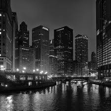 Urban concrete environment with sad businessman. Chicago River At Night Black And White Night Photograph Of Downtown Chicago Square Black And White City Black And White Aesthetic Black And White Photo Wall