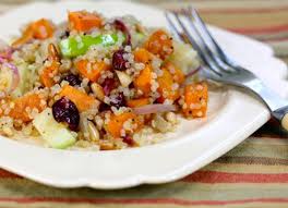 Recipe For Vegan Quinoa Salad With Roasted Sweet Potato Apples Dried Cranberries And Pine Nuts Fr Vegan Quinoa Salad Salad With Sweet Potato Pine Nut Recipes
