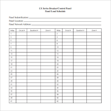 electrical panel schedule template pdf printable schedule