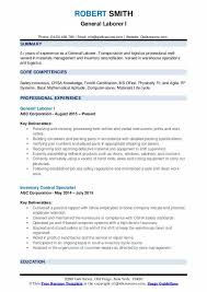 General Laborer Resume Samples Qwikresume