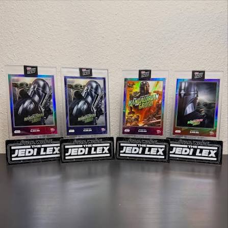 Opened up 60 of the Topps Now The Mandalorian and Grogu Cards. Ended up  pulling TWO short print alternative posters and an /75 blue foil numbered  parallel! Extra base cards are loaded
