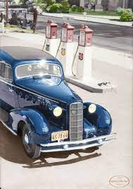 Six Fun Friday Thirties And Fifties Colorized Images Old Gas Stations Lasalle Classic Cars Muscle