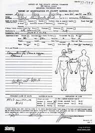 ELVIS PRESLEY (1935-1977) autopsy report front page Stock Photo - Alamy