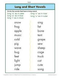 Long And Short Vowel Worksheet Phonics Worksheets Vowel Worksheets Short Vowel Worksheets Phonics Worksheets