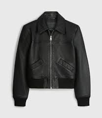 Allsaints Uk Womens Pascao Leather Bomber Jacket Black In 2020 Leather Bomber Jacket Women Black Bomber Jacket Leather Jackets Women