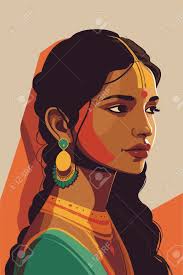 Indian Woman In Traditional Dress. Vector Illustration In Retro Style. India.  Wall Art Print Poster Royalty Free SVG, Cliparts, Vectors, and Stock  Illustration. Image 199546355.