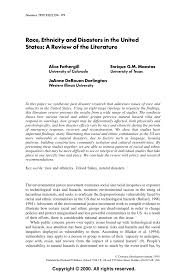 Pdf Race Ethnicity And Disasters In The United States A Review Of The Literature
