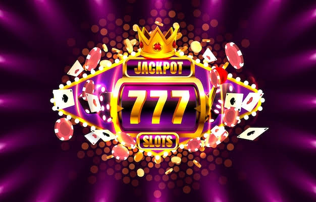Jackpot King 777 dönüşü, mor arka plan üzerinde kumarhane afişi. | Premium  vektör