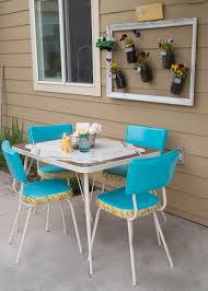 How To Make Over A Vintage Vinyl Dinette Set Using Spray Paint Mod Podge Dinette Sets Outdoor Furniture Makeover Vinyl Chairs Makeover