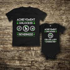 Achievement unlocked fatherhood and new character created matching father son shirts is a perfect combo for a first time gamer daddy with . Pin On Baby Stuff