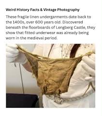 HIDDEN HISTORY: 600-YEAR-OLD MEDIEVAL UNDERWEAR 👙 These delicate linen  undergarments date back to the 15th century, over 600 years old. Discovered  hidden beneath the floorboards of Lengberg Castle, they were preserved by