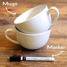 Whereas the paint is on the outside of the mug, not touching what you drink from the mug, if a platter were done like this, there's the food to consider. Lipstick And A White Tee 19th Diy Paris Cappuccino Cups Coffee Cups Diy Diy Coffee Diy Mugs