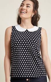 Black And White Polka Dot Tank Top Black And White Polka Dot Tank Top Featuring A White Peter Pan Collar In Sizes Xxs 4x Ad Polkadots Tanktop Style Plussize Blusas Costura