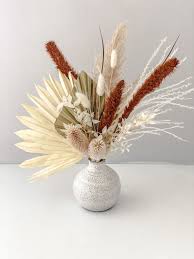 White And Rust Pampas Bud Vase Etsy Dried Flower Arrangements Dried Flowers Bud Vases Arrangements