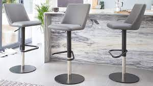 Antiqued grey faux leather seat. Dante Dark Grey And Matt Black Faux Leather Gas Lift Bar Stool Contemporary Bar Stools Grey Bar Stools Bar Stools