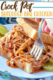Crock Pot Shredded Bbq Chicken The Country Cook In 2020 Shredded Bbq Chicken Chicken Slow Cooker Recipes Chicken Salad Recipe Easy