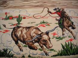 Vintage 50s Tablecloth Atomic Ranch Western Cowboy By Randomretro Etsy Vintage Tablecloths Vintage Western Decor Vintage Linens