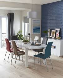 The Adela Collection Features A Stunning White High Gloss Finish Double Extending Dining Table And Colo White Dining Chairs Extendable Dining Table Home Decor