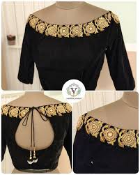 Black And Gold Combination Blouse Designs Top 30 Latest And Trendy Blouse Designs For Back Neck Trendy Blouse Designs Black Blouse Designs Fancy Blouse Designs