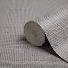 Tweed Grey Wallpaper Departments Diy At B Q Grey Wallpaper Grey Check Wallpaper Grey Textured Wallpaper