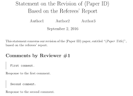 A Latex Template For Responses To Referees Reports Petr Zemek