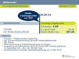 Juli 2014 wird die rente für jedes vor 1992 geborene kind pauschal etwas anderes gilt für versicherte mit kindern, die noch keine zeiten der kindererziehung bei der rentenversicherung geltend ab wann kann ich einen antrag auf die rente ab 63 stellen? Verbesserte Leistungen Rund Um Die Rente Mutterrente Ppt Video Online Herunterladen