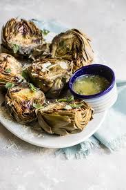 Grilled Artichokes With Garlic Parmesan Butter Recipe Grilled Artichoke Grilling Recipes Bbq Recipes