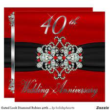 Gated Look Diamond Rubies 40th Wedding Anniversary Invitation Zazzle Com 15th Wedding Anniversary 20 Wedding Anniversary Wedding Anniversary Invitations