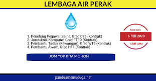 It may be due to any of these reasons: Jawatan Kosong Di Lembaga Air Perak 2020 Panduan Kerjaya Kerajaan