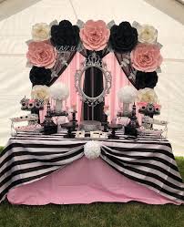 Black and pink birthday party supplies for women birthday plates and napkin tablecover set for milestone birthday decorations anniversary birthday tableware set, serves 24 guests. 383 Likes 7 Comments Blanca Abgm Artdesign On Instagram Paper Flower Backdrop In Co Paris Themed Birthday Party Paris Theme Party Chanel Birthday Party