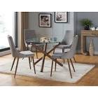 WHI Cora Walnut Parson Dining Chair with Grey Polyester Seat (Set of 2)  Inspire