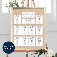 Editable Color Wedding Seating Chart Template Set Printable Table Seating Plan Instant Download Modern Script Collection Msc