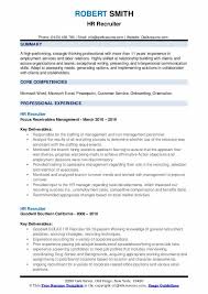 Hr Recruiter Resume Samples Qwikresume
