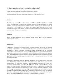 Pdf Is There A Universal Right To Higher Education
