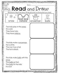 Reading Comprehension Worksheet For Kindergarten Or 1st Grade Snow Day Read And D Reading Comprehension Kindergarten Reading Reading Comprehension Worksheets
