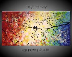 Abstract Bird Paintings On Canvas Large Abstract Love Birds In Tree Painting By Jmichaelpaintings 199 00 Nature Art Painting Tree Painting Canvas Painting