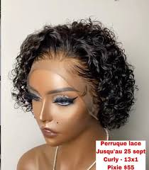 Pixie a 55$ perruque lace 13*1 curly 3 pour 150$ 6 pour 280$ Disponible en  spécial jusqu'au 25 Septembre 100% human hair\ cheveux humain Density: 180  Grade : 10A Glueless \ san