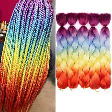 1,113 rainbow hair braiding products are offered for sale by suppliers on alibaba.com, of which synthetic hair extension accounts for 16%, human hair extension accounts for 1%, and elastic hair. Mua Aidusa Ombre Colors Braid Kanekalon Hair 5pcs Synthetic Afro Braiding Hair Extensions 24 Inch 4 Tone For Women Twist Crochet Braids 100g 60 Rainbow Color Tren Amazon Má»¹ Chinh Hang 2020 Fado