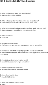 If you paid attention in history class, you might have a shot at a few of these answers. 4th 5th Grade Bible Trivia Questions Pdf Free Download