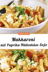 Makkaroni Mit Paprika Huttenkase Sosse Rezept Huttenkase Rezepte Makkaroni